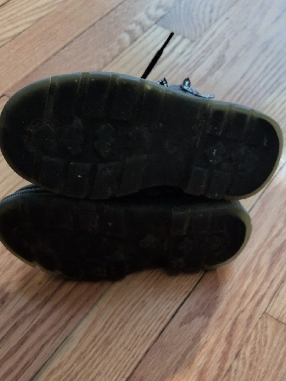 Kids Black Glitter Lace-Up Ankle Boots With Butterflies‎ Size 10